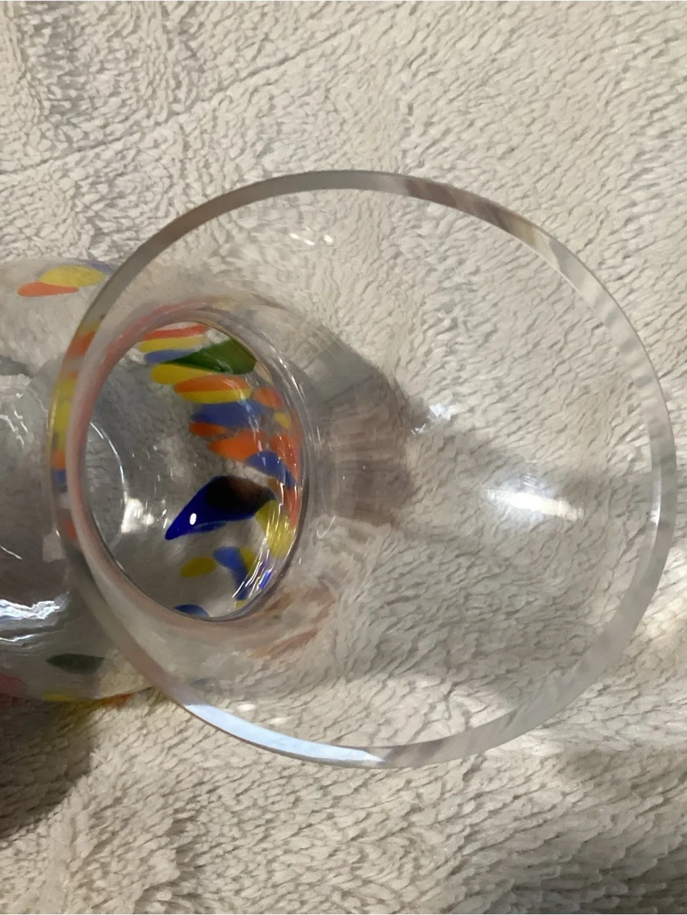 Vintage Hand Blown Art Glass Confetti Cocktail Pitcher w/ Matching Stirrer